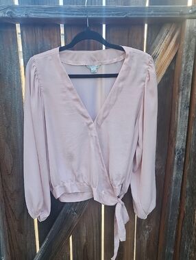 American Eagle Outfitters Blush Pink Faux Wrap Cropped Top, Sz. Large